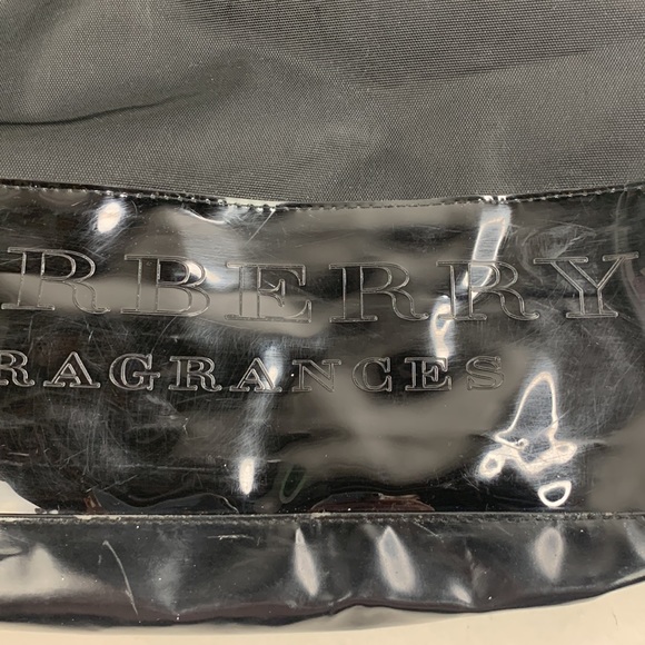 Burberry Large Tote Bag Black Nylon Fragrance Collection Shiny bottom Snap close - Picture 4 of 16